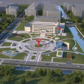 现代广场景观鸟瞰规划3D模型下载